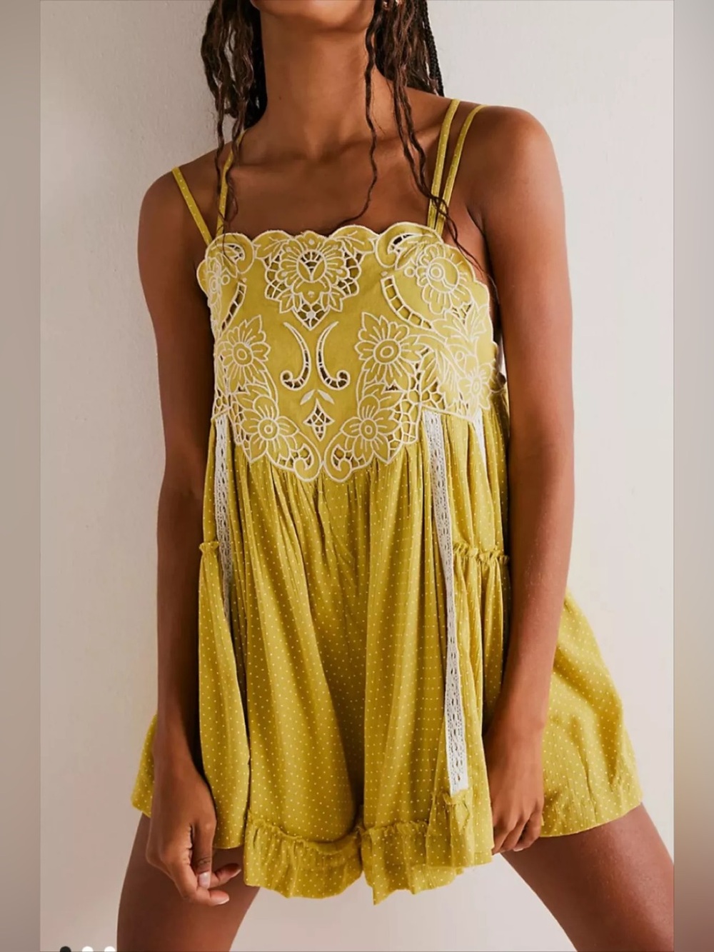 Free People Oversized Mustard Seed Bali Ray Of Sunshine Boho Romper Pockets